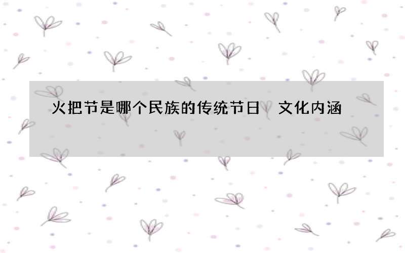 火把节是哪个民族的传统节日 文化内涵